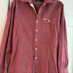 Mens Polo Button-Down Shirt  Size L